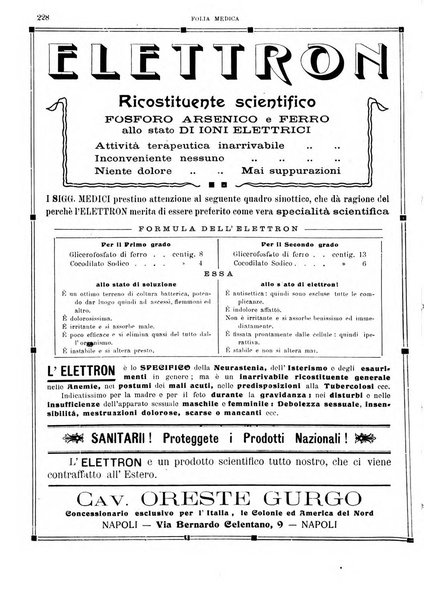 Folia medica periodico trimensile di patologia e clinica medica