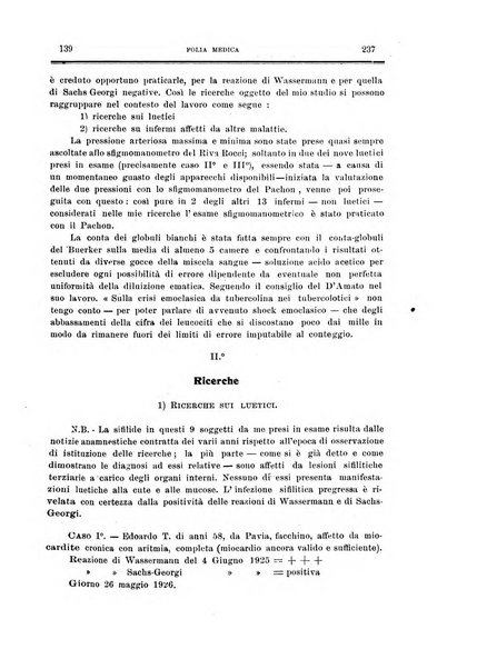 Folia medica periodico trimensile di patologia e clinica medica