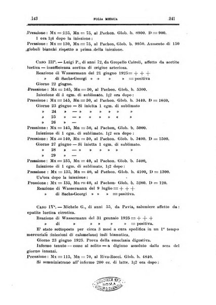 Folia medica periodico trimensile di patologia e clinica medica