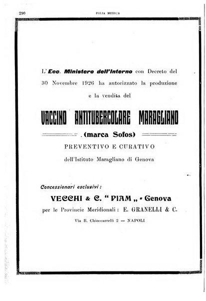 Folia medica periodico trimensile di patologia e clinica medica