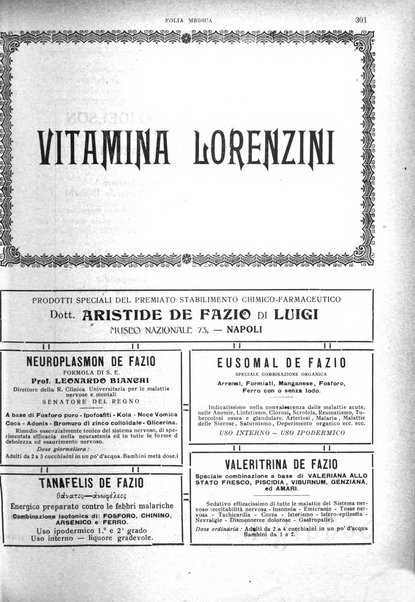 Folia medica periodico trimensile di patologia e clinica medica