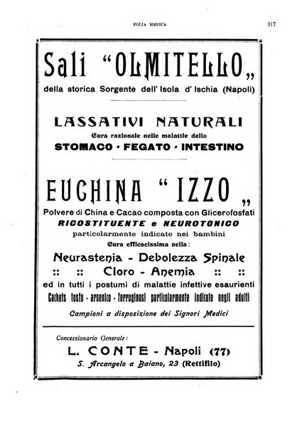 Folia medica periodico trimensile di patologia e clinica medica