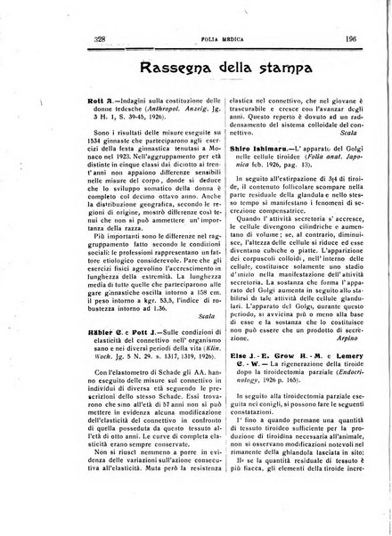 Folia medica periodico trimensile di patologia e clinica medica