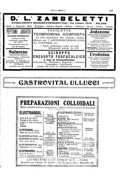 Folia medica periodico trimensile di patologia e clinica medica