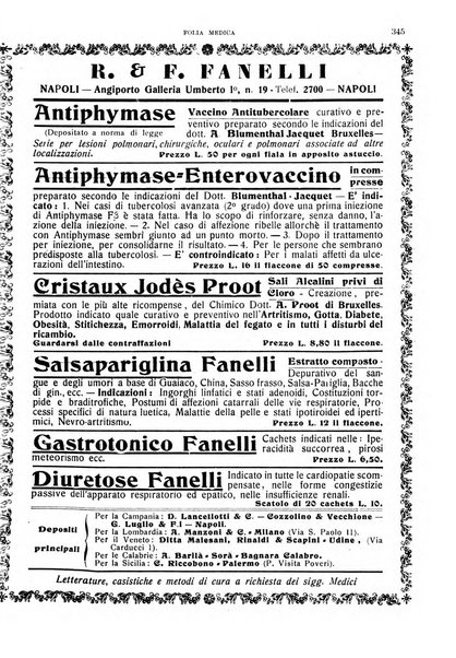 Folia medica periodico trimensile di patologia e clinica medica