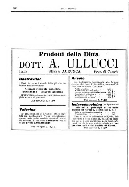 Folia medica periodico trimensile di patologia e clinica medica