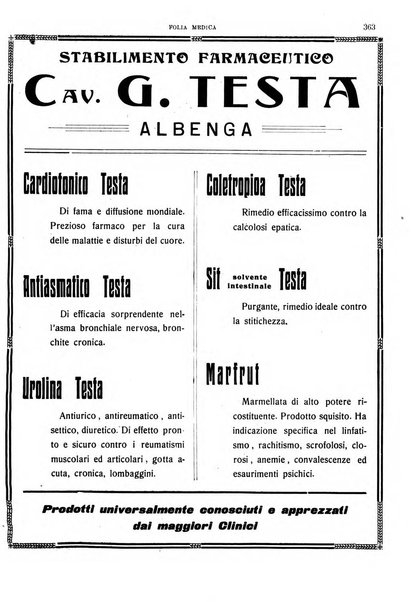 Folia medica periodico trimensile di patologia e clinica medica