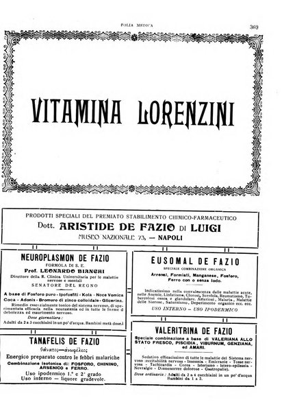 Folia medica periodico trimensile di patologia e clinica medica