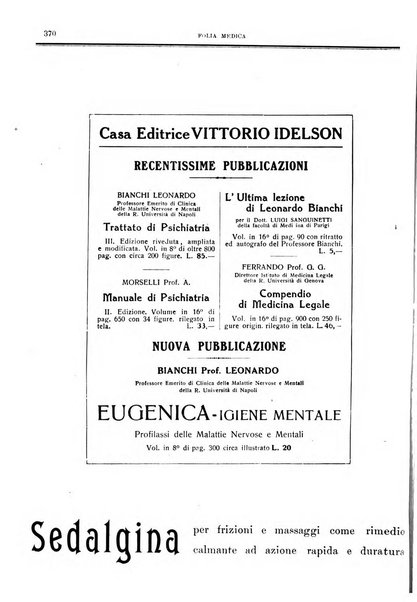 Folia medica periodico trimensile di patologia e clinica medica