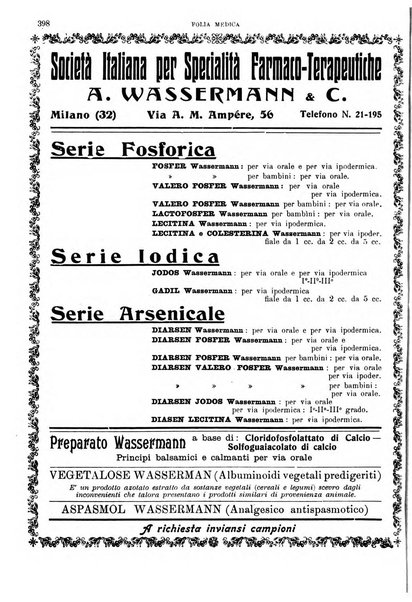 Folia medica periodico trimensile di patologia e clinica medica