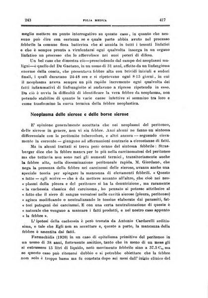 Folia medica periodico trimensile di patologia e clinica medica