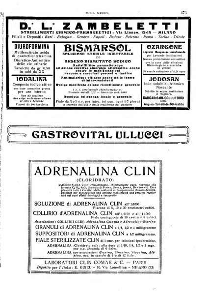 Folia medica periodico trimensile di patologia e clinica medica