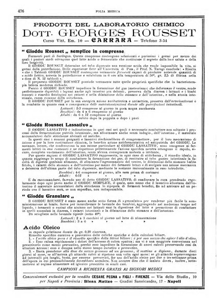 Folia medica periodico trimensile di patologia e clinica medica