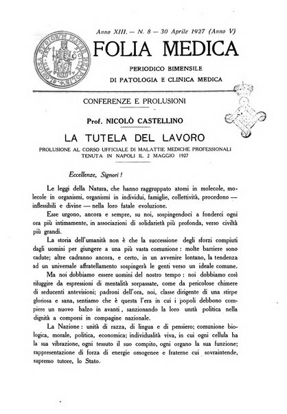 Folia medica periodico trimensile di patologia e clinica medica