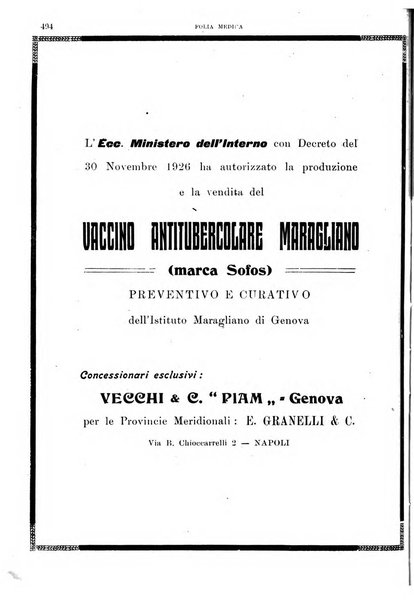 Folia medica periodico trimensile di patologia e clinica medica