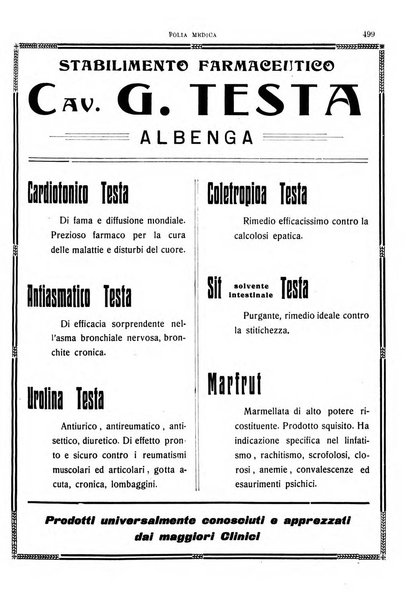 Folia medica periodico trimensile di patologia e clinica medica