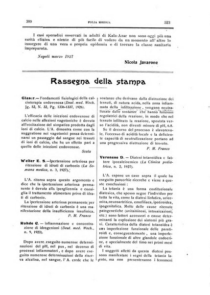 Folia medica periodico trimensile di patologia e clinica medica