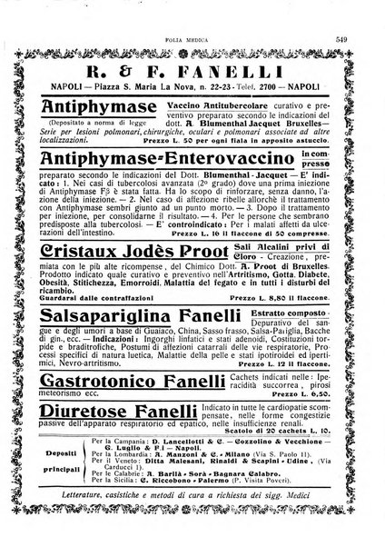 Folia medica periodico trimensile di patologia e clinica medica