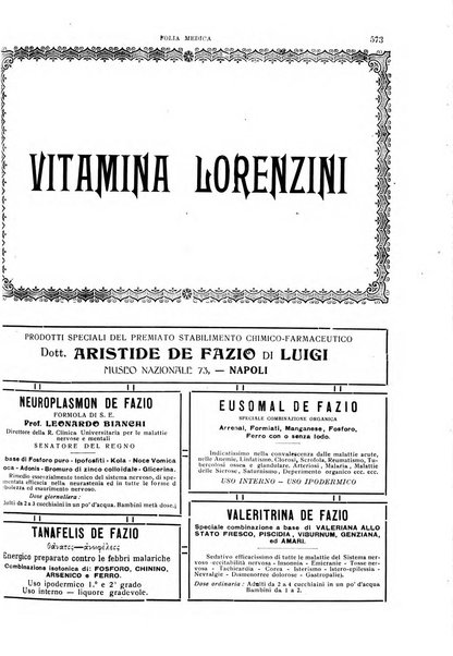 Folia medica periodico trimensile di patologia e clinica medica