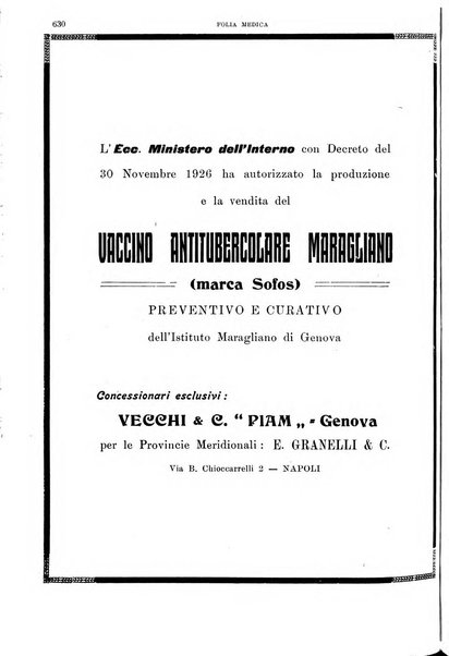 Folia medica periodico trimensile di patologia e clinica medica