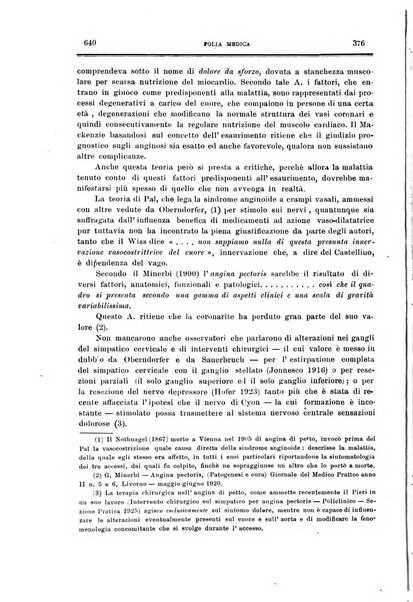 Folia medica periodico trimensile di patologia e clinica medica