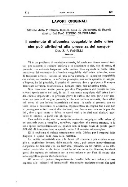 Folia medica periodico trimensile di patologia e clinica medica