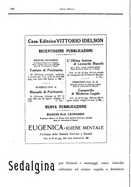 Folia medica periodico trimensile di patologia e clinica medica