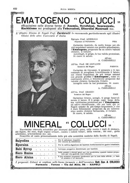 Folia medica periodico trimensile di patologia e clinica medica