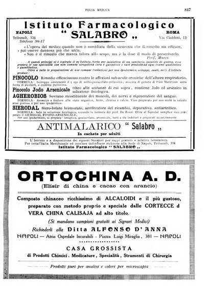 Folia medica periodico trimensile di patologia e clinica medica