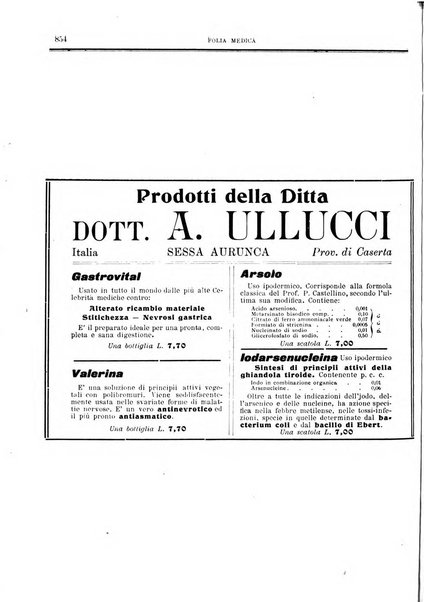 Folia medica periodico trimensile di patologia e clinica medica