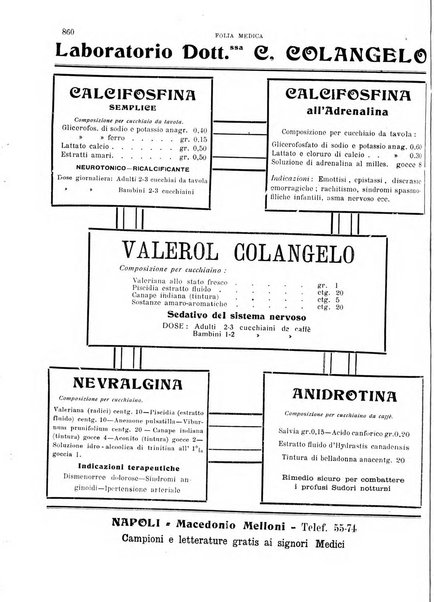 Folia medica periodico trimensile di patologia e clinica medica