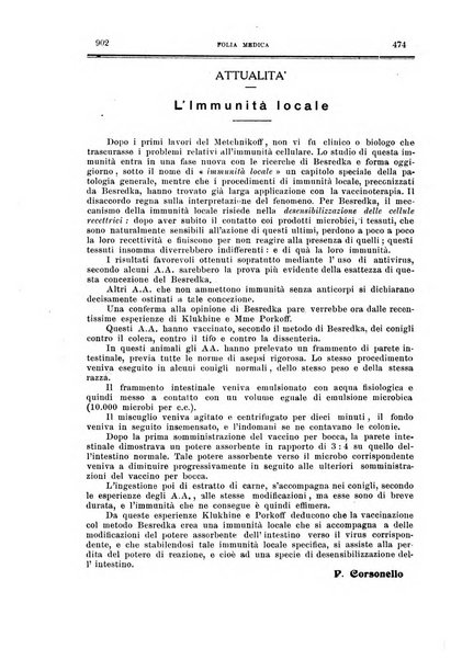 Folia medica periodico trimensile di patologia e clinica medica