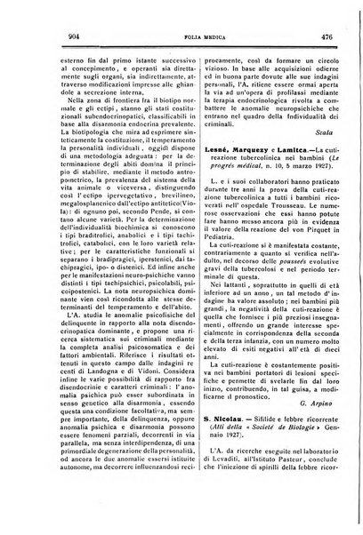 Folia medica periodico trimensile di patologia e clinica medica