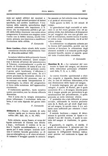 Folia medica periodico trimensile di patologia e clinica medica