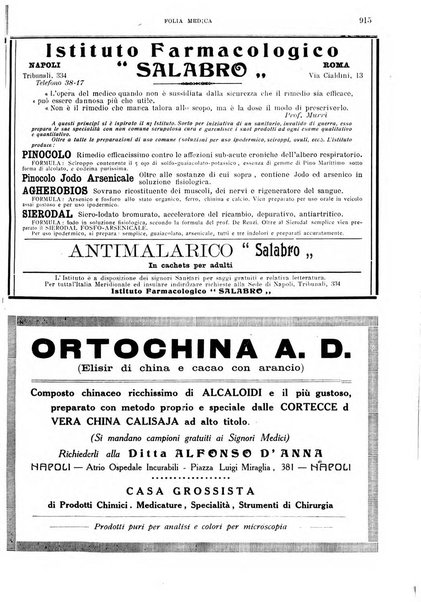 Folia medica periodico trimensile di patologia e clinica medica