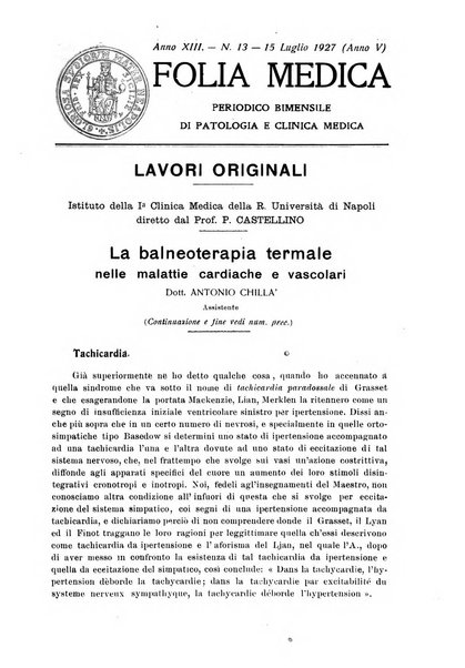 Folia medica periodico trimensile di patologia e clinica medica