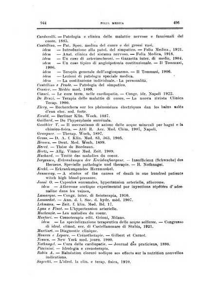 Folia medica periodico trimensile di patologia e clinica medica