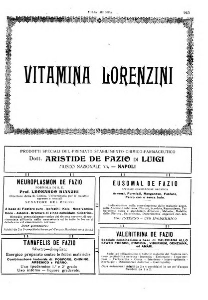 Folia medica periodico trimensile di patologia e clinica medica