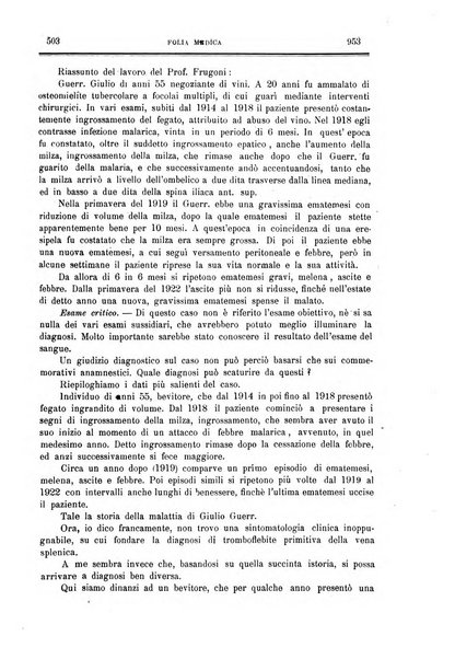 Folia medica periodico trimensile di patologia e clinica medica