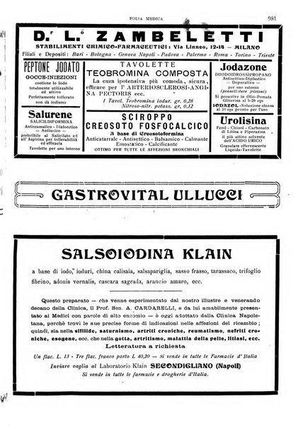 Folia medica periodico trimensile di patologia e clinica medica