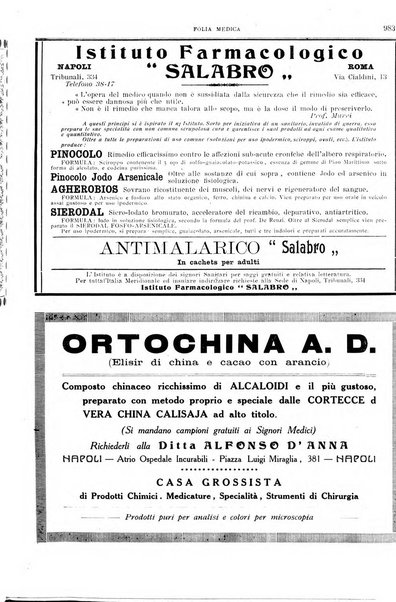 Folia medica periodico trimensile di patologia e clinica medica