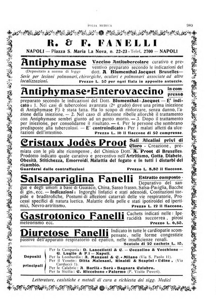 Folia medica periodico trimensile di patologia e clinica medica