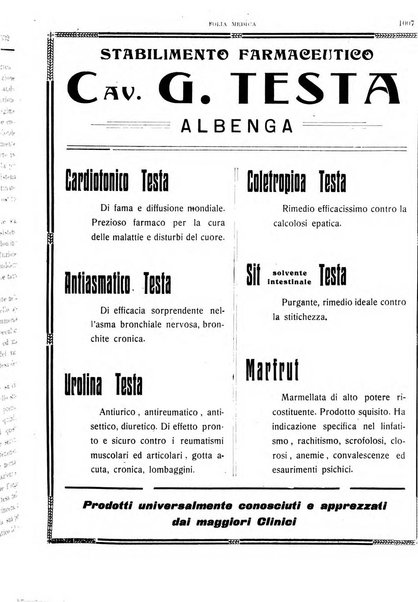 Folia medica periodico trimensile di patologia e clinica medica