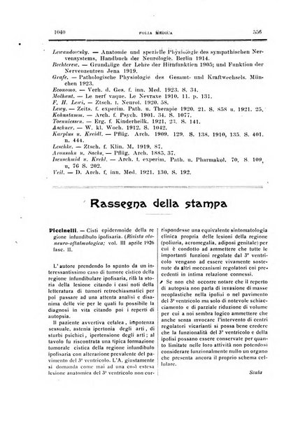 Folia medica periodico trimensile di patologia e clinica medica