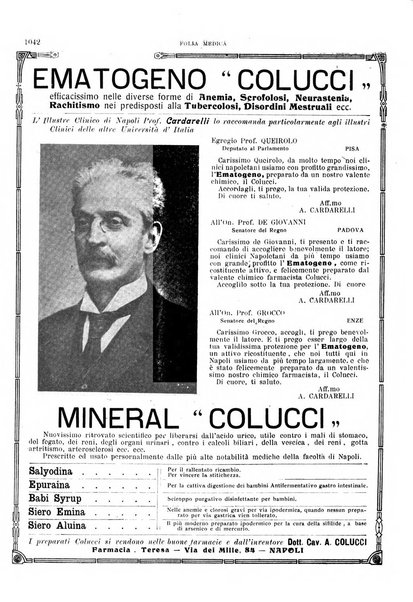 Folia medica periodico trimensile di patologia e clinica medica