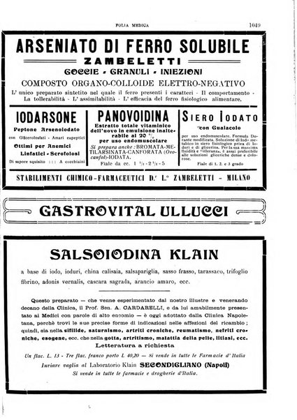 Folia medica periodico trimensile di patologia e clinica medica