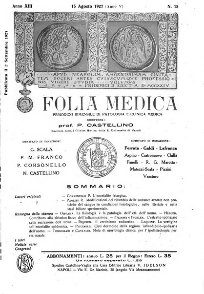 Folia medica periodico trimensile di patologia e clinica medica