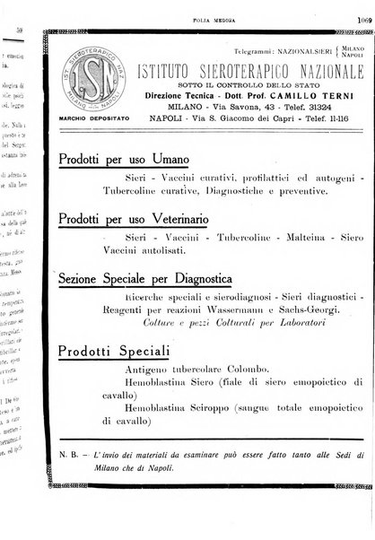 Folia medica periodico trimensile di patologia e clinica medica