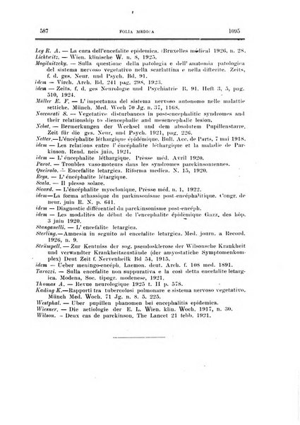 Folia medica periodico trimensile di patologia e clinica medica