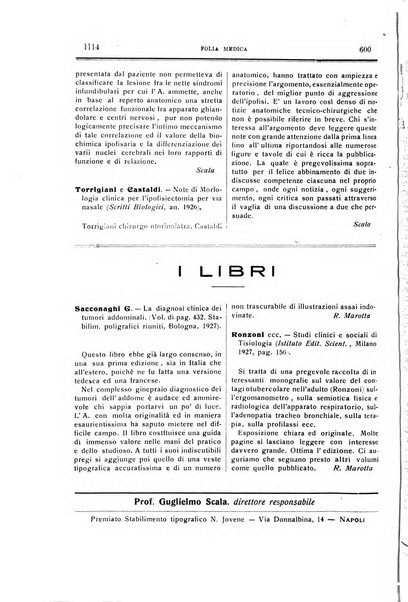 Folia medica periodico trimensile di patologia e clinica medica